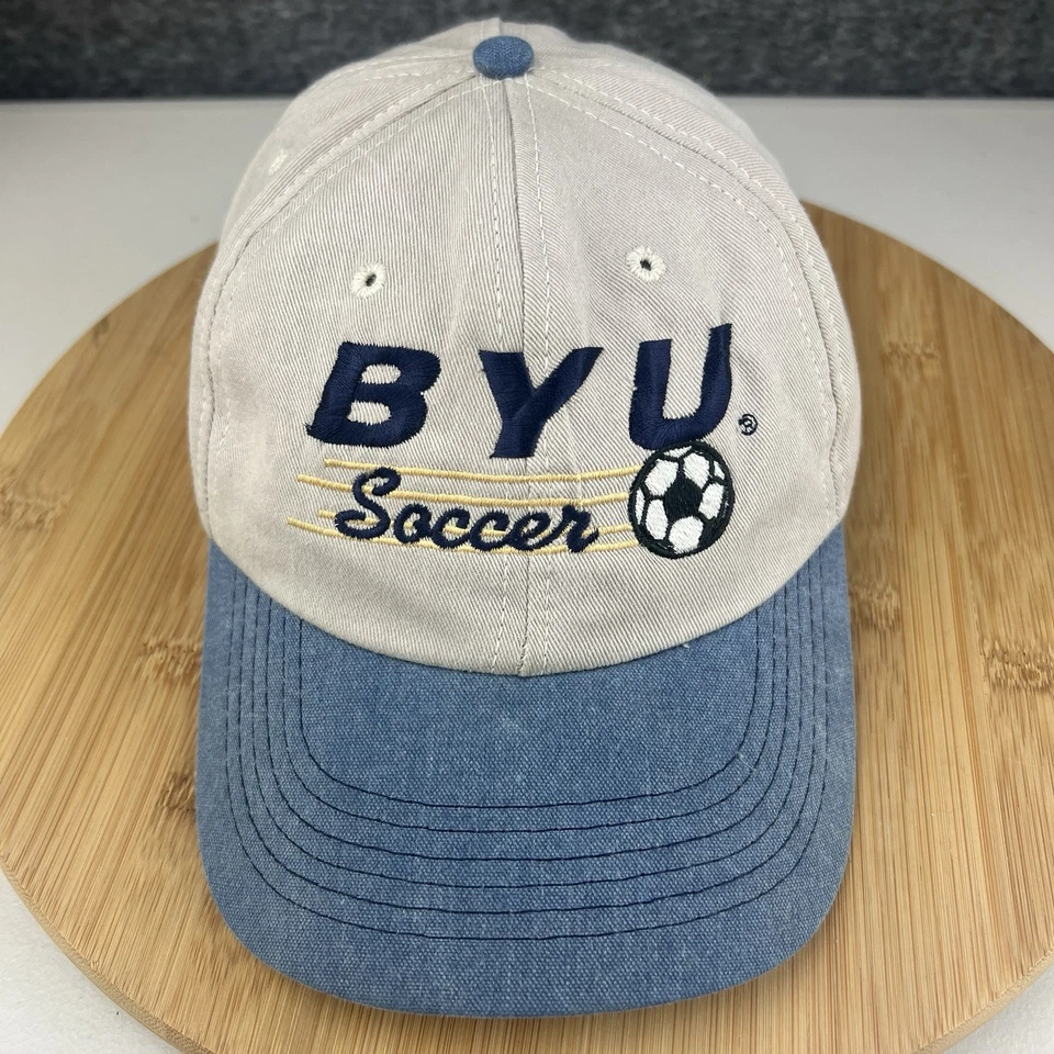 Gorra de fútbol vintage de 1980 BYU Cougars gorra de cuero con correa doblada hecha en EE. UU. Foto 3 de 4