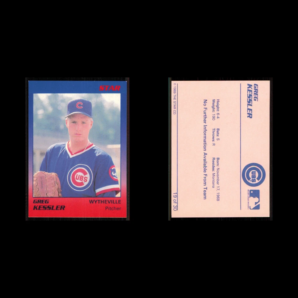Greg Kessler #19 1989 Star Wytheville Cubs Baseball Card MLB NM - Image 3 of 3