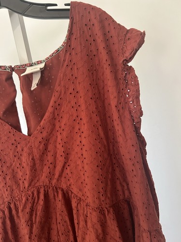 Knox Rose Damen Größe 4X Ösen Burnt Orange kurzes Kleid V-Ausschnitt Boho ärmellos - Bild 5 von 20