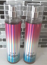 2 New Bath  Body Works PINK CHIFFON 8 Fl Oz Fine Fragrance Mist Lot