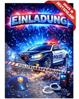 8 Einladungskarten Kindergeburtstag Polizei Einladungen Polizei Auto Neon #A55