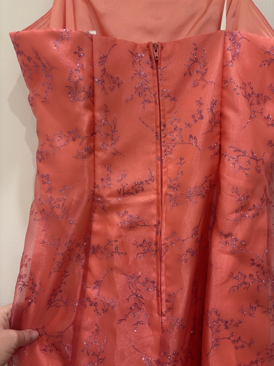 Sparkly Coral Prom Homecoming Dress Size 8 Betsy & Adam by Linda Bernell View 6