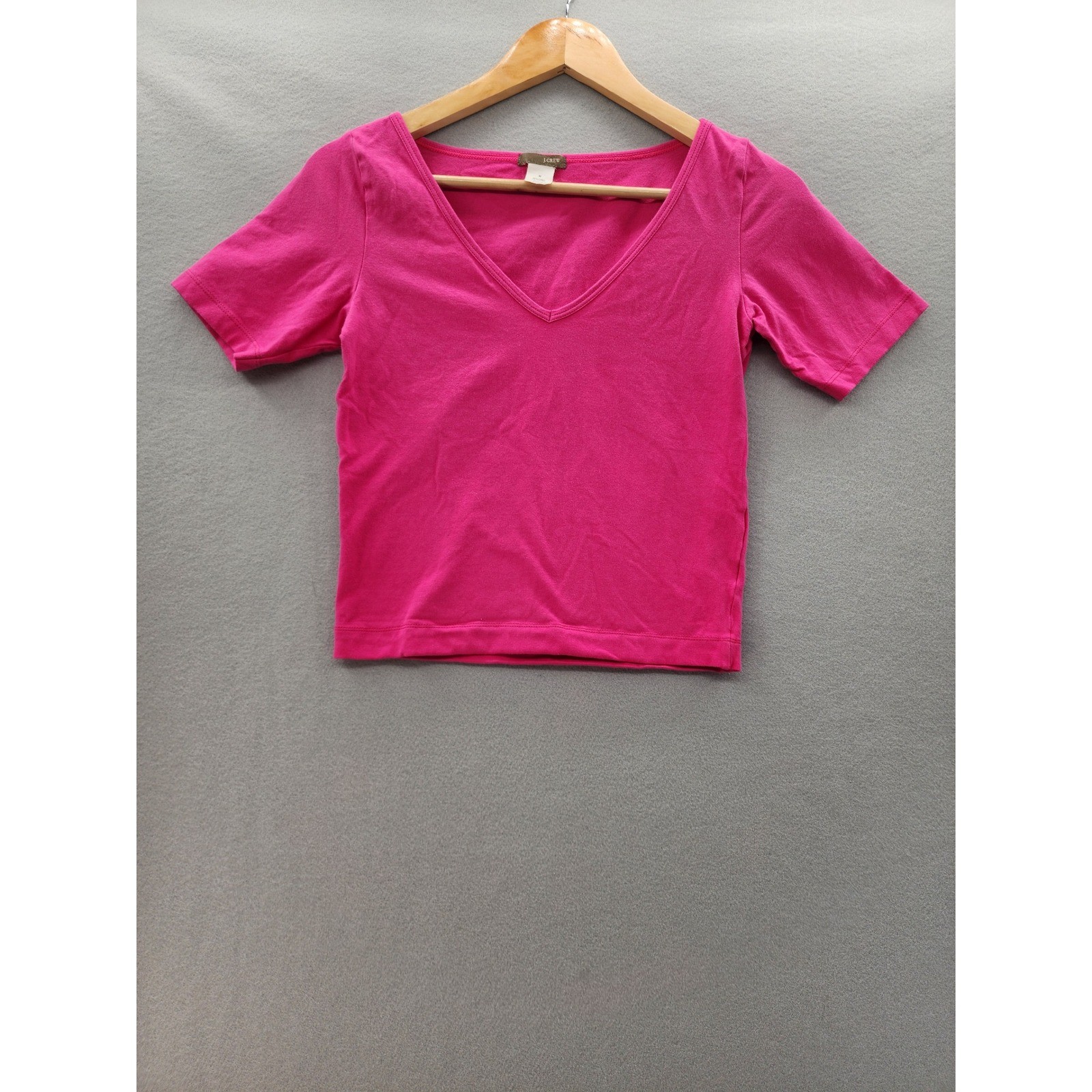 J.Crew Womens Pink V-Neck Short Sleeve Cotton Blend T-Shirt Top Size Medium M