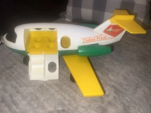 Vintage Fisher Price Little People Jet Plane (only) Green Yellow