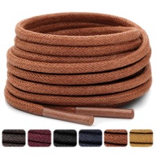 Stepace 1/8" Waxed Round Shoe Laces, 2 Pair Oxford 34Inch86CM, Brown