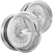 20x8 La Wire Wheels Staggered Standardreverse 150-spoke Straight Lace Chrome