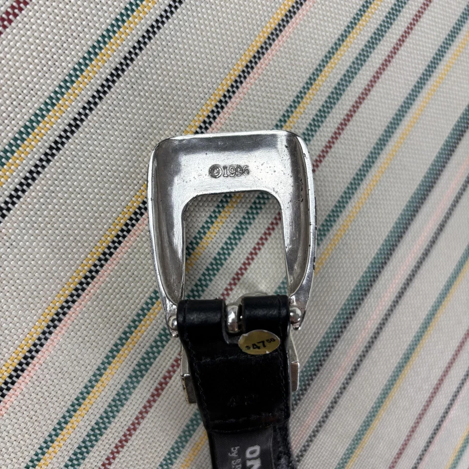 Cinturón de ónix Brighton vintage para mujer 32 negro occidental trenzado plata hebilla años 90 Foto 4 de 4