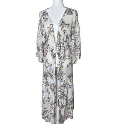 L.I.F.E Life Is For Eternity Floral Beach Cover Up Full Length Duster Size Large