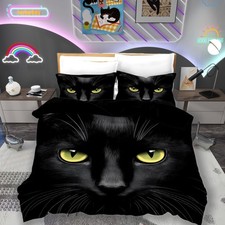 Erosebridal Animal Duvet Cover Queen Size Pet Cat Comforter Set Black Cat with Y