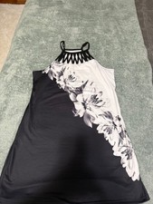 Sundress Black/Floral Halter Neck A-line Beach Vacation Size L