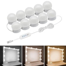 LED makeup mirror light with 10 dimmable bulbs, 11 FT 10 bulb bundle
