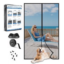 LONGEAS Upgraded PET Mesh Magnetic Screen Fit Door Size 36 82 Inch, Black