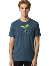 Sprouting-Seedling-5 Mens Graphic Tee, 100% Cotton, Casual Summer Wear
