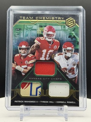 2021 Panini Elements - Team Chemistry Mahomes, Hill, Powell (MEM) Player Worn!