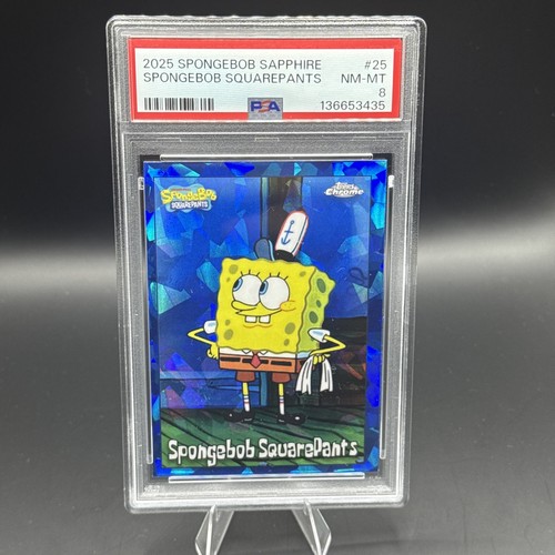 SPONGEBOB SQUAREPANTS 2025 TOPPS CHROME SAPPHIRE #25 PSA 8 B Q6075