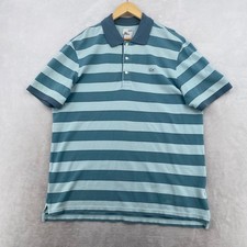 Lacoste Vintage Washed Striped Polo Shirt Mens Size 7 Blue Green Short Sleeve