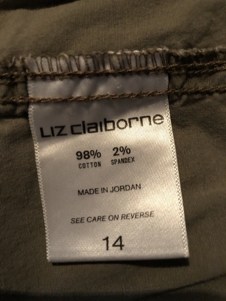 Liz Claiborne Classic Cargo Ankle Pants Khaki Green 14 - Image 3 of 4