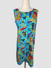 VTG 90s Xtreme Island Designs Hawaiian Dress S Abstract Tropical Colorful Artsy
