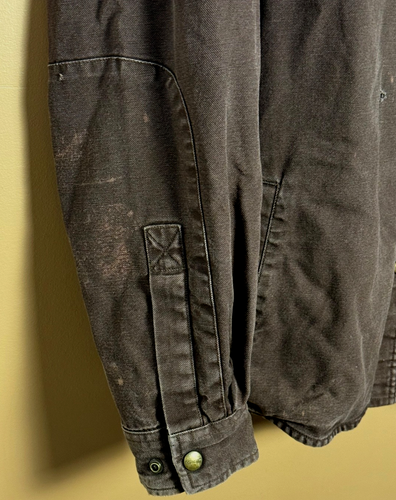Carhartt Canvas Flannel Lined Shirt Jacket Mens Large Brown Workwear 100590 - Picture 8 of 10