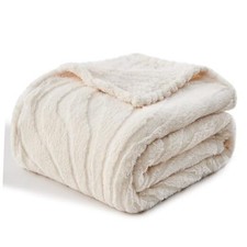 Throw Blanket for Couch - Soft Boho Bed Throw Blanket, Fleece 50 x 60 C-cream
