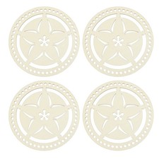 4Pcs Crochet Basket Base, 5.5" Wooden Basket Bottoms, Wood Color Cherry Flowers 