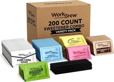 Sweetener Packets Variety Pack with Stirrers, 200 Count, Individually Wrapped
