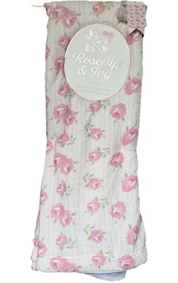 Rosehip & Ivy Reversible Dreamy Gauze Velvet Throw Blanket Pink Rose Shabby Chic
