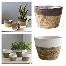 Cesto per piante di paglia con fodere Boho per camera da letto all'aperto