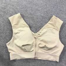 Tommie Copper Sports Bra Womens Large Beige Zip Front Copper Znergy Support