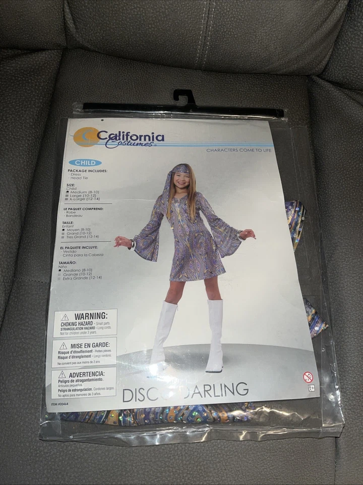NUEVO Disfraz California Disfraces Años 70 Disco Darling Niño Niñas Talla Mediana 8-10 Foto 2 de 3
