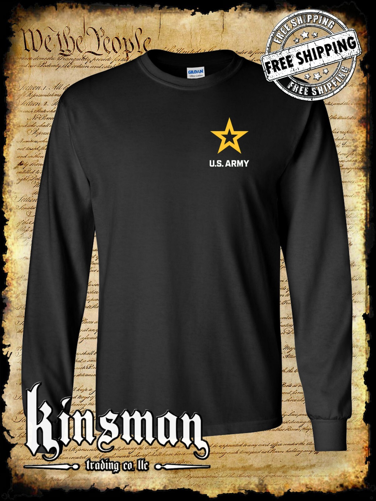 US Army New Logo Crest Long Sleeve T-Shirt United States of