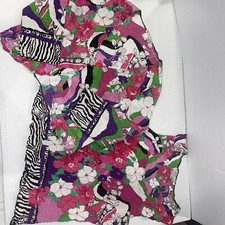 Alberto Makali Size XL Pink/Multi Floral Crepe Designer Cardigan Set