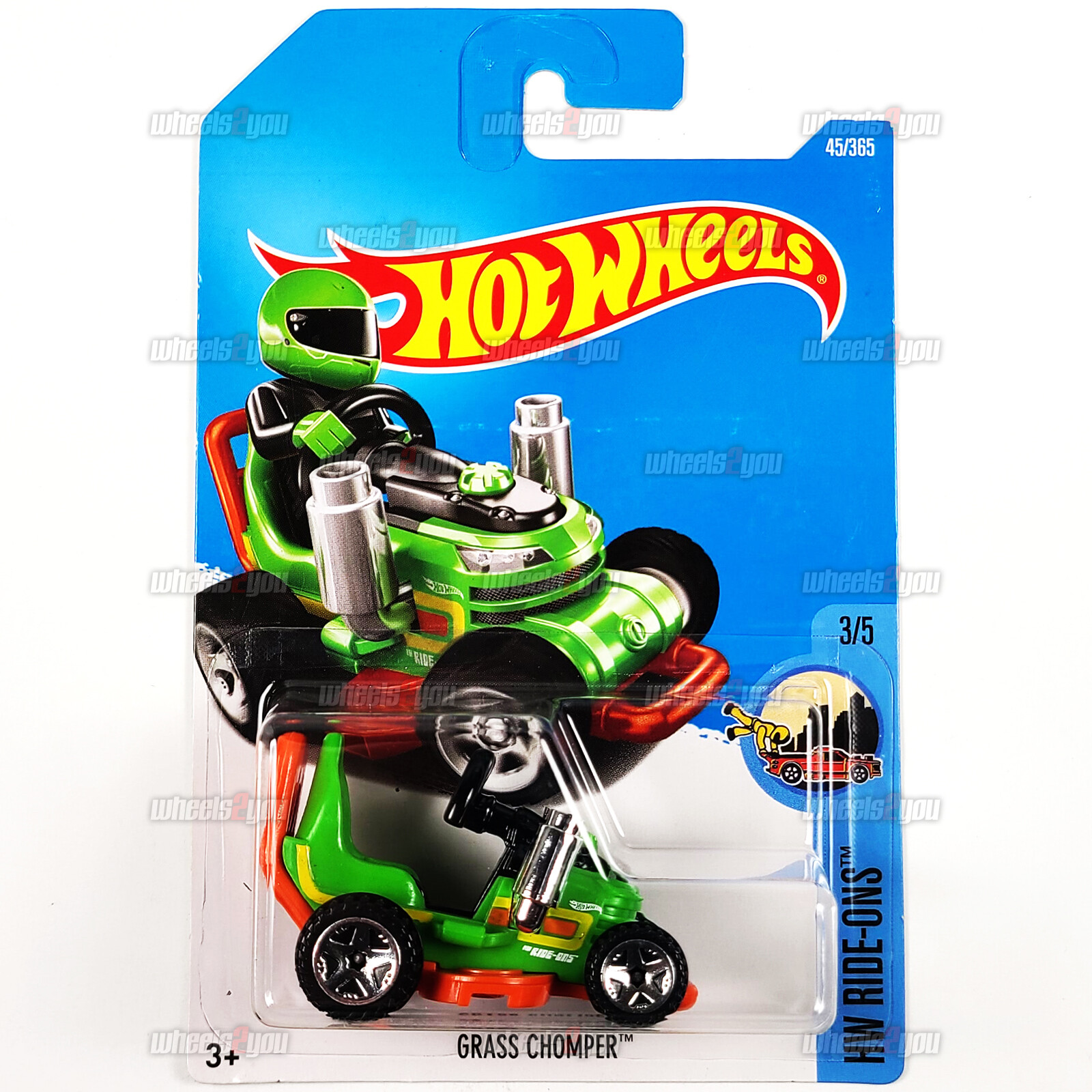 2017 Hot Wheels GRASS CHOMPER #45 green - HW Ride-Ons - 1:64 Mattel DTY39