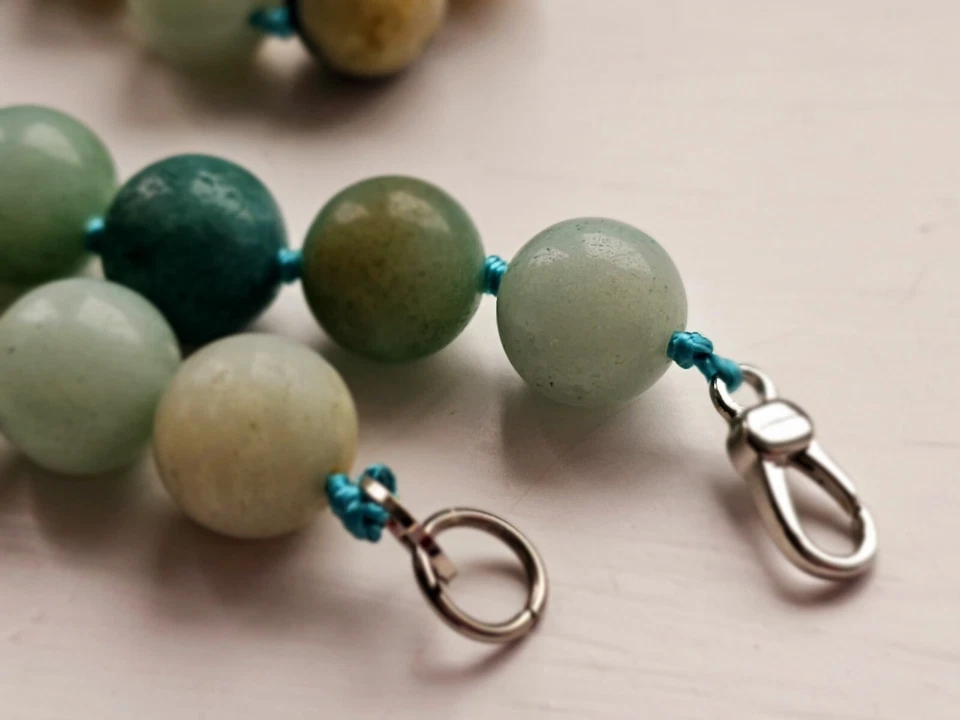 Large Beads 12mm Amazonite Handmade Knotted Choker  - Image 4 of 4