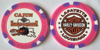 CAJUN HARLEY-DAVIDSON Lafayette LA WIDE Full Color Pink/Purple Poker Chip