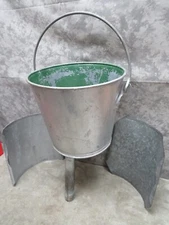 Vintage Primitive Galvenized Sap Bucket Funnel Covers Syrup Sugar Shack Firkin
