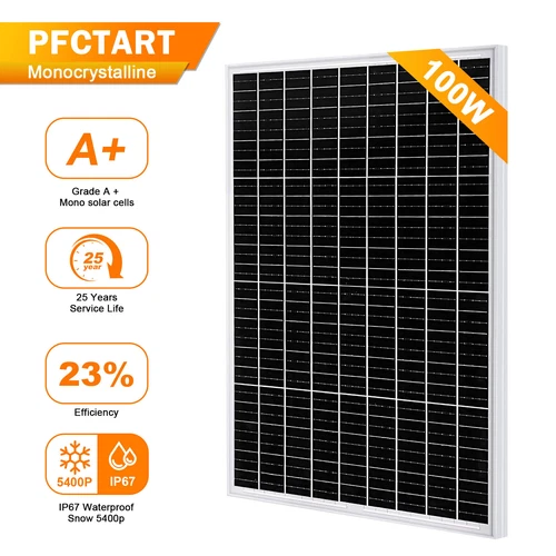100 Watt Solar Panel Monocrystalline 12V for Camping RV Marine off-grid Home NEW
