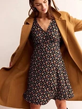 Boden Willow Black Tulip Bud Multi Print Jersey Dress - BNWT - Size 10R