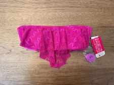 Hula Honey Berry Pink MEDIUM Lace Flounce Lined Bandeau Bikini Swim Top NWT