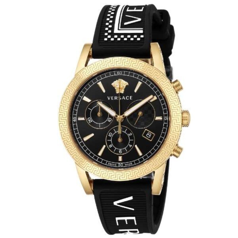 VERSACE / 腕時計/アナログ/ラバー/BLK/BLK/VELT00119 Versace Sport Tech VELT00119 Chronograph Men's Watch New + Box