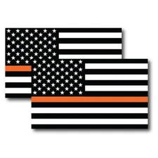 Thin Orange Line American Flag Magnet Decal 3x5 Inches Automotive Magnet 2 Pack