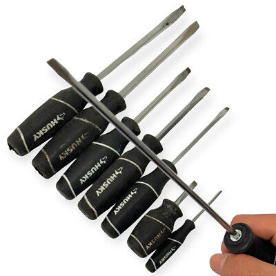 8 Pc Husky 1/4, 3/16 in Slotted and Phillips Screwdriver Set Soft