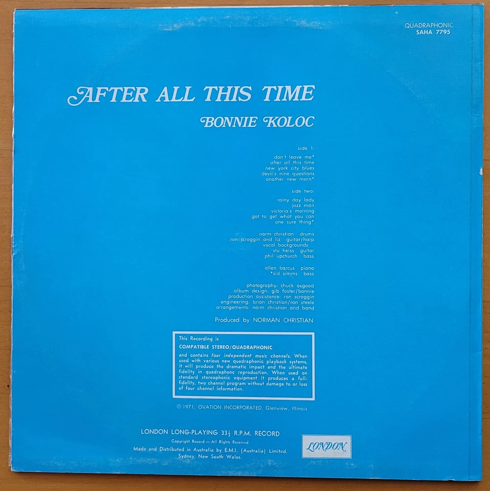 BONNIE KOLOC – AFTER ALL THIS TIME - Quadraphonic - Image 2 of 4