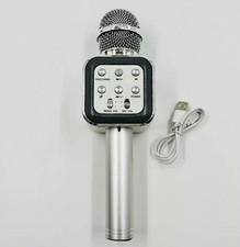 Wireless Bluetooth Handheld Karaoke Microphone Speaker Player Kids Party Silver