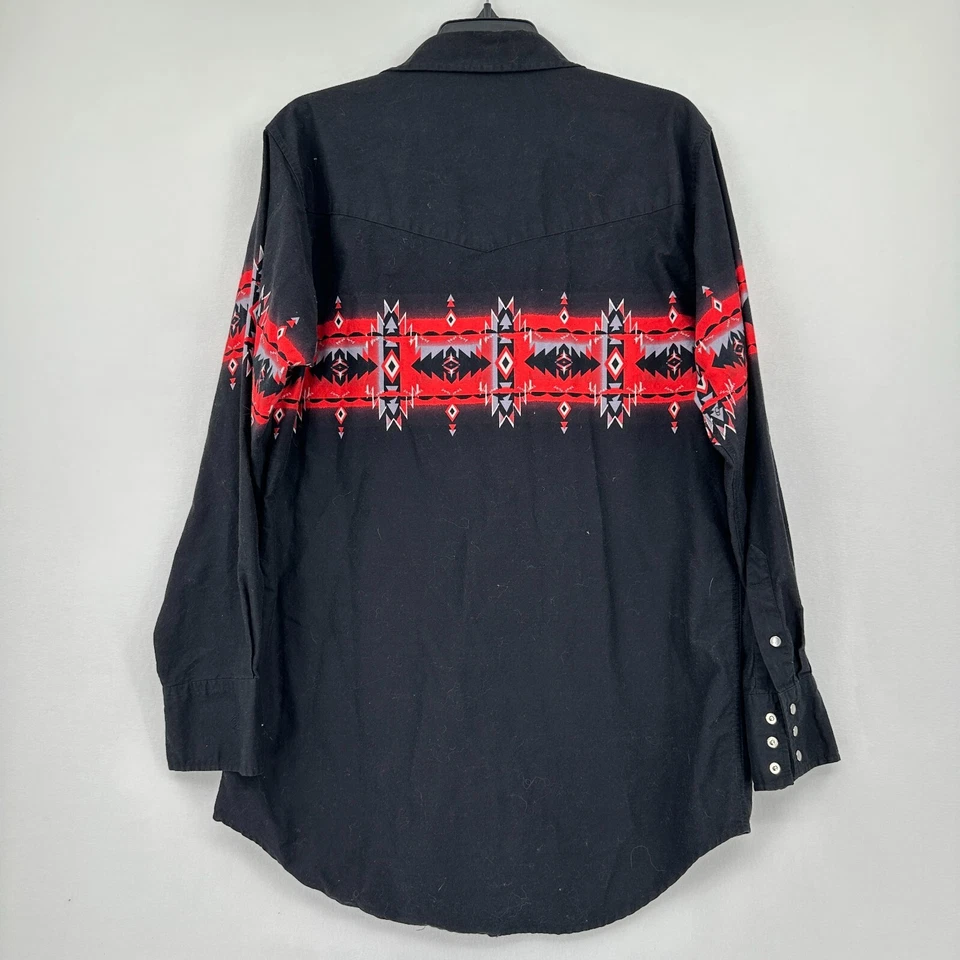 Camisa De Colección Cumberland Outfitters Perla A Presión Para Hombres L Negra Azteca Vaquero Occidental Foto 2 de 4