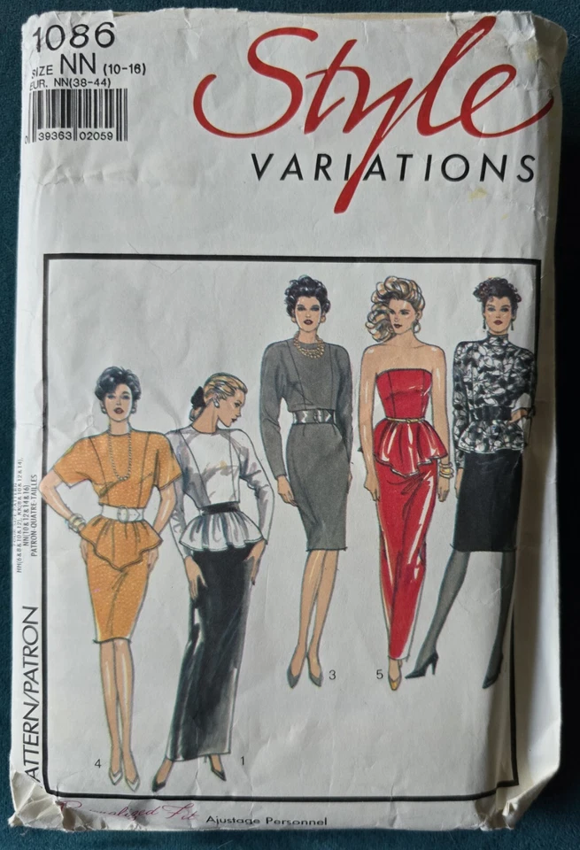 1980s Strapless Peplum Formal Dress Stand Cowl Batwing Style 1086 Sewing Pattern - Image 2 of 3