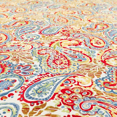 Feuerbehandeltes Allover Paisley rot blau gelb Chenille Polster Handarbeit Stoffe