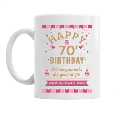 MAINLY MUGS 70th Birthday Happy Gift Present Idea Women Ladies Female Lady Keepsake 70 Mug