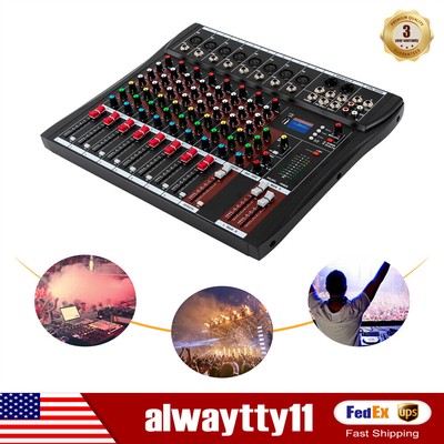 Pro 8 Channel Bluetooth Studio Audio Mixer Live Sound Mixing Console with USB