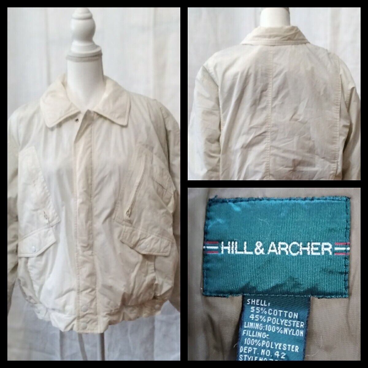 Hill & Archer Jacket Men's Medium Off-White Inv#W… - image 1